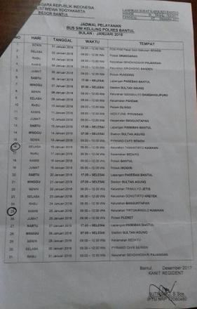 Informasi Jadwal Pelayanan Bus SIM Keliling Polres Bantul